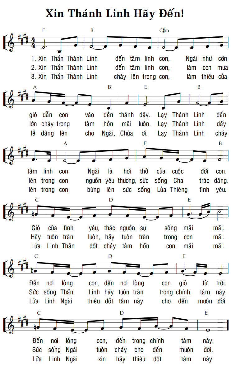Sheet music: XIN THÁNH LINH HÃY ĐẾN