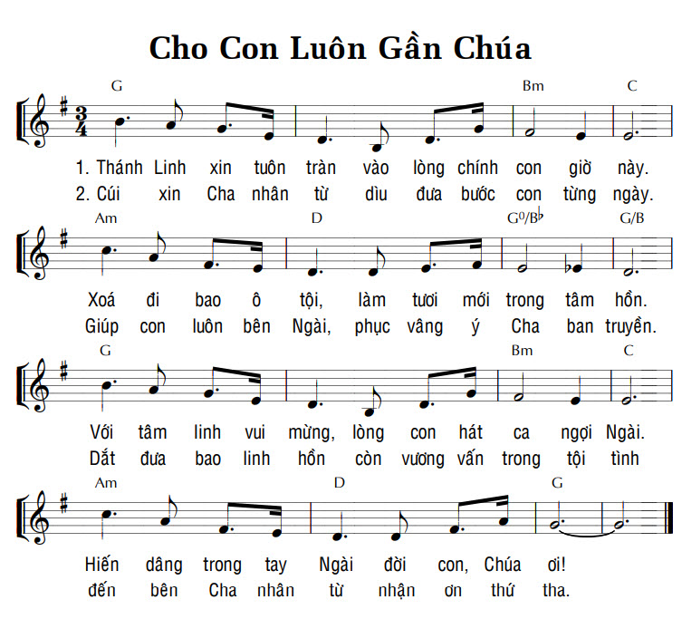Sheet music: CHO CON LUÔN GẦN CHÚA