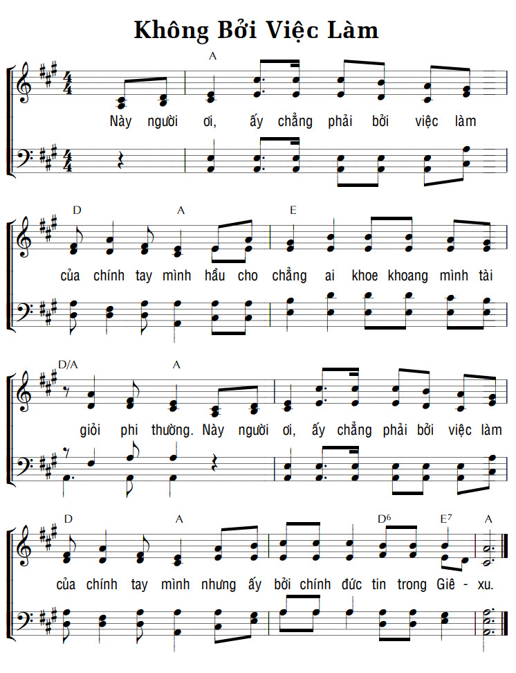 Sheet music: KHÔNG BỞI VIỆC LÀM