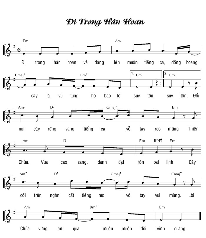 Sheet music: ĐI TRONG HÂN HOAN