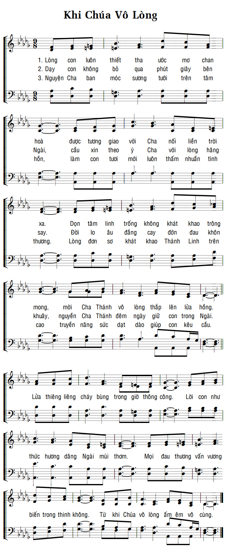 Sheet music: KHI CHÚA VÔ LÒNG