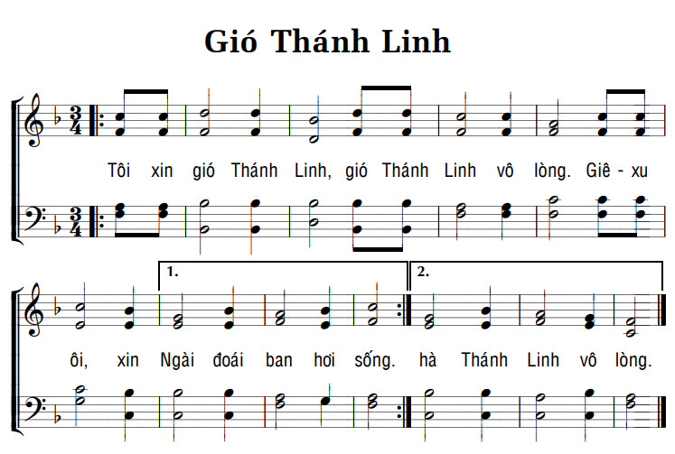 Sheet music: GIÓ THÁNH LINH