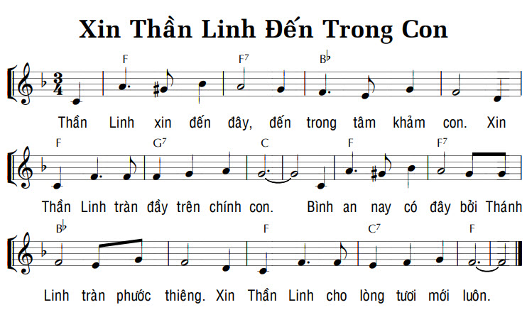 Sheet music: XIN THẦN LINH ĐẾN TRONG CON