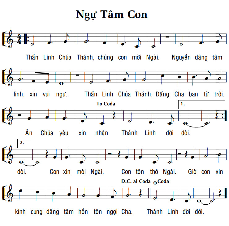 Sheet music: NGỰ TÂM CON