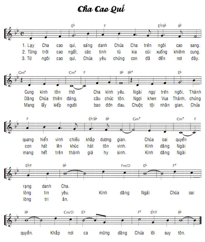 Sheet music: CHA CAO QUÍ
