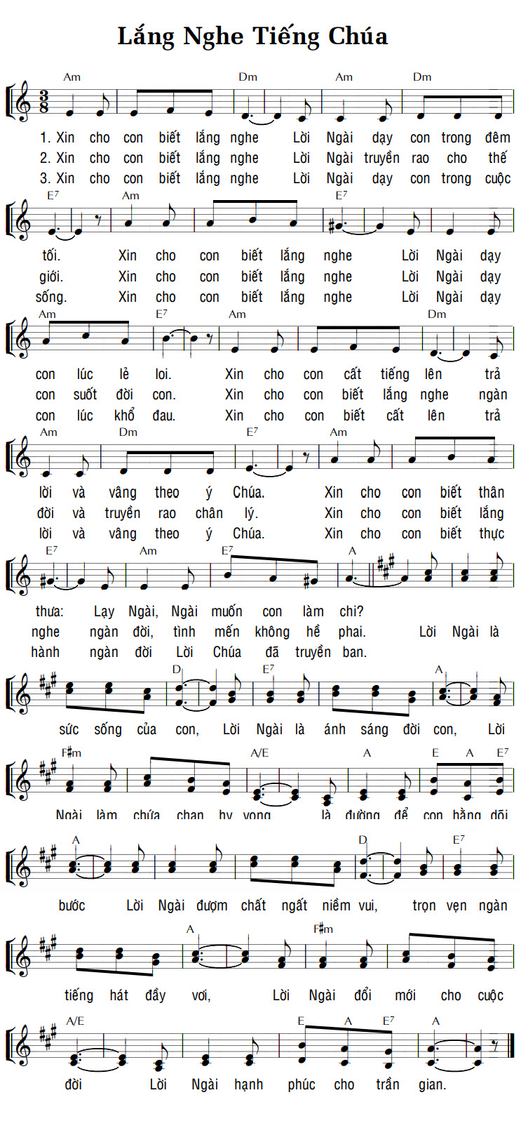 Sheet music: LẮNG NGHE TIẾNG CHÚA