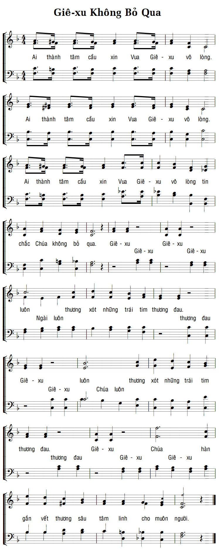 Sheet music: GIÊ-XU KHÔNG BỎ QUA