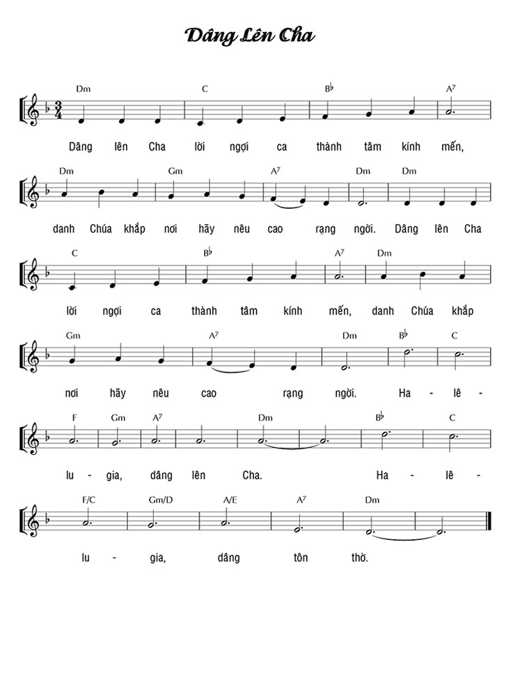Sheet music: DÂNG LÊN CHA