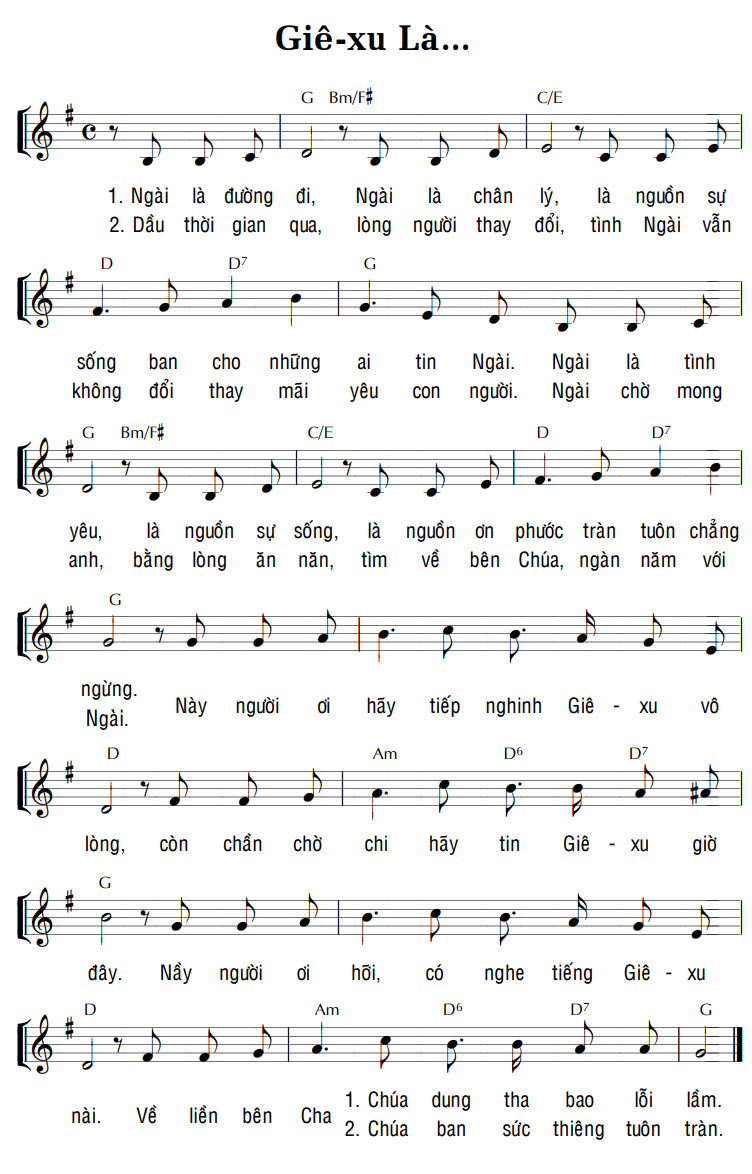 Sheet music: GIÊ-XU LÀ…