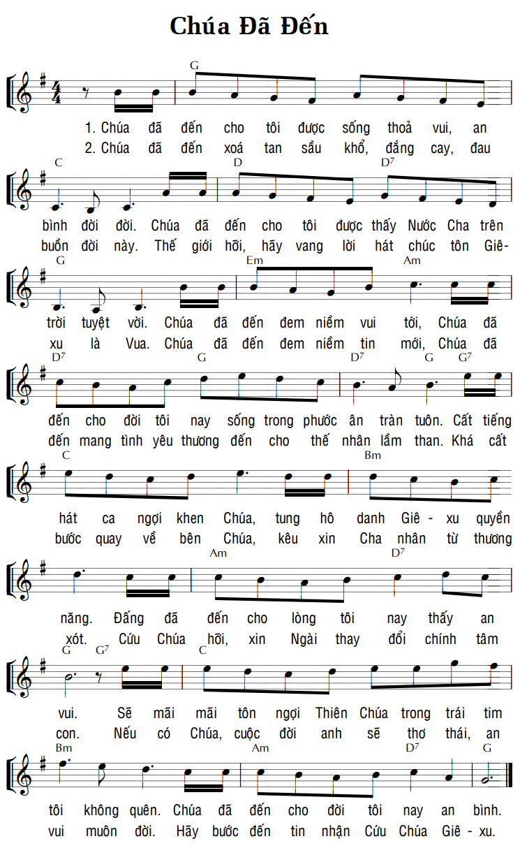 Sheet music: CHÚA ĐÃ ĐẾN