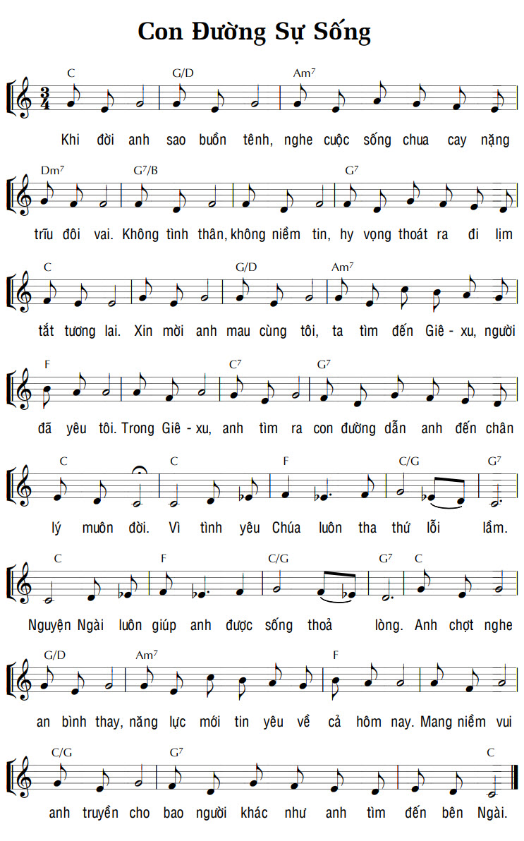 Sheet music: CON ĐƯỜNG SỰ SỐNG