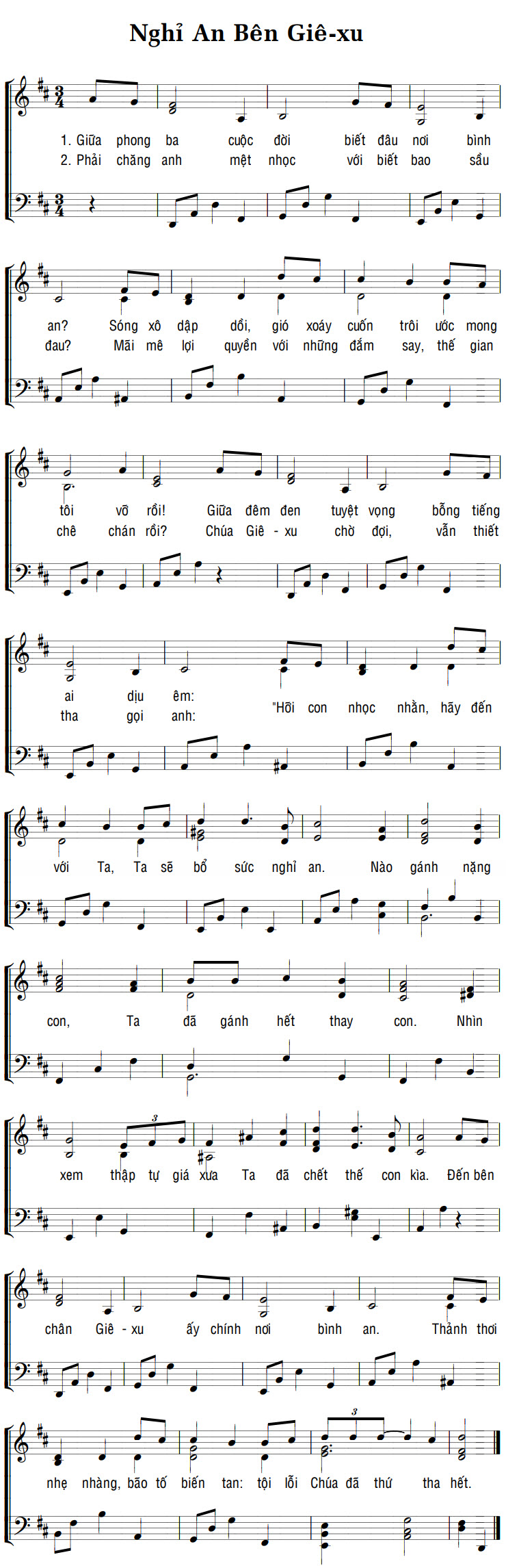 Sheet music: NGHỈ AN BÊN GIÊ-XU