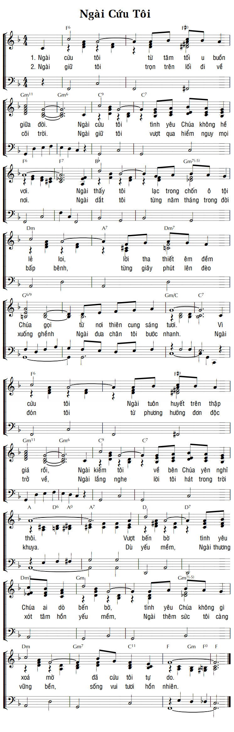 Sheet music: NGÀI CỨU TÔI