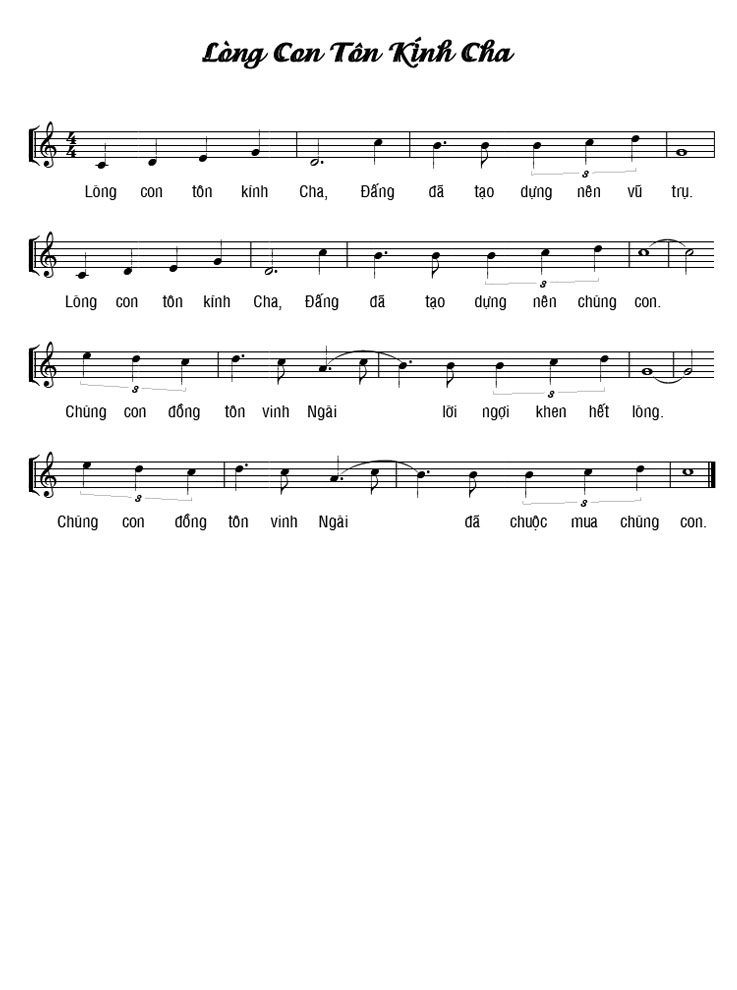Sheet music: LÒNG CON TÔN KÍNH CHA