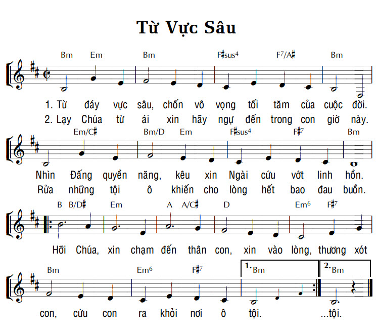 Sheet music: TỪ VỰC SÂU