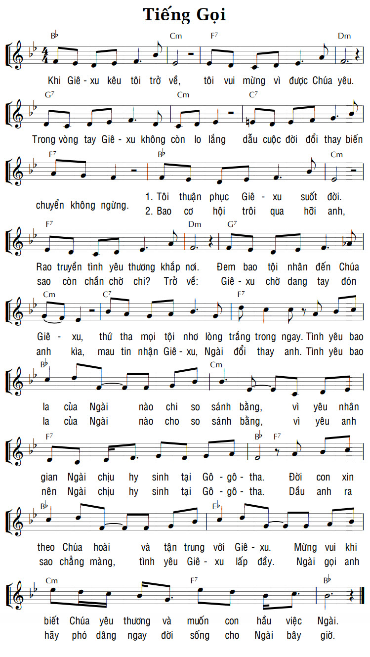 Sheet music: TIẾNG GỌI