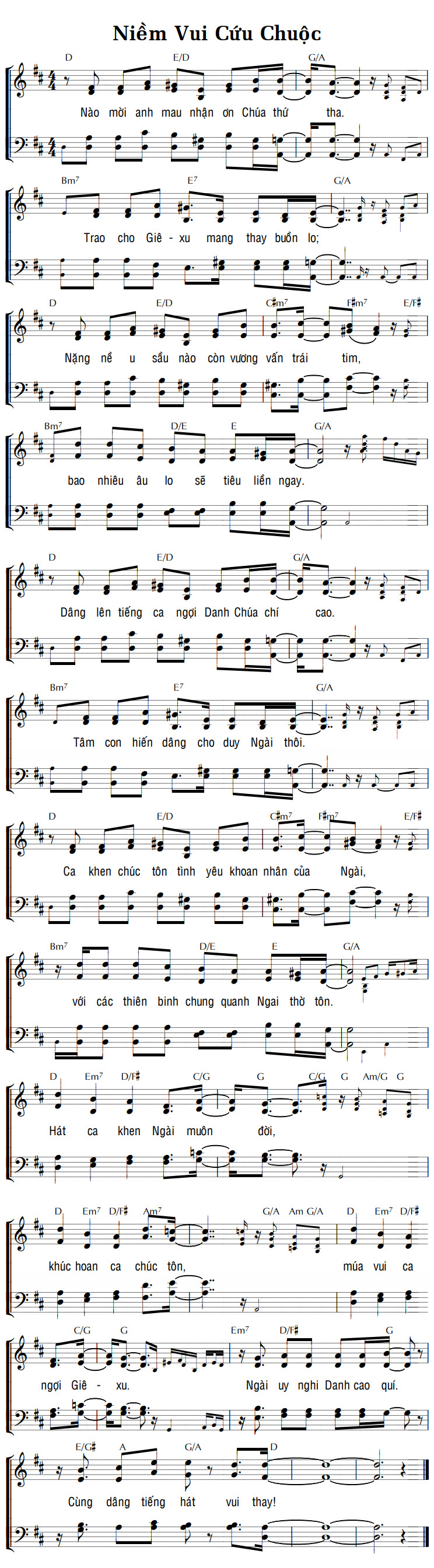 Sheet music: NIỀM VUI CỨU CHUỘC