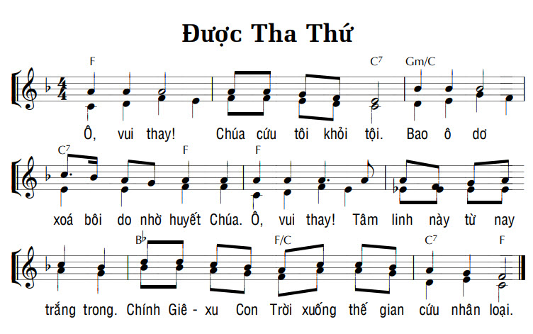 Sheet music: ĐƯỢC THA THỨ