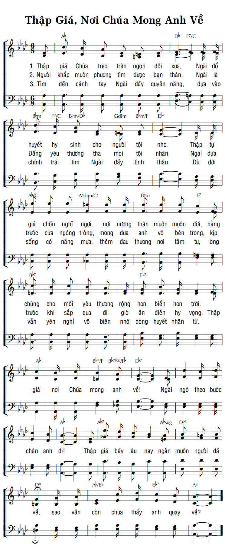 Sheet music: THẬP GIÁ NƠI CHÚA MONG ANH VỀ