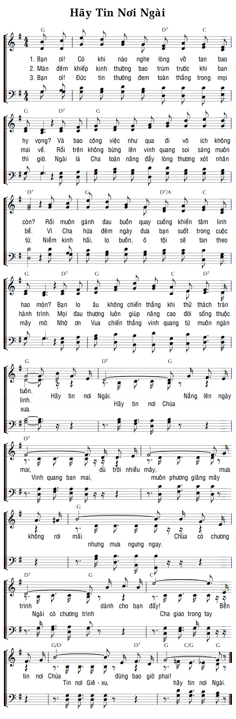 Sheet music: HÃY TIN NƠI NGÀI
