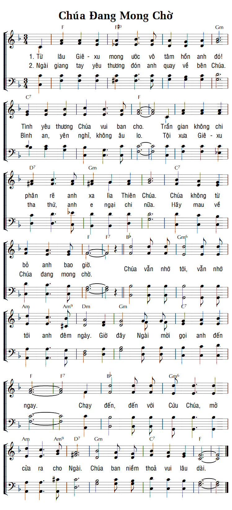 Sheet music: CHÚA ĐANG MONG CHỜ
