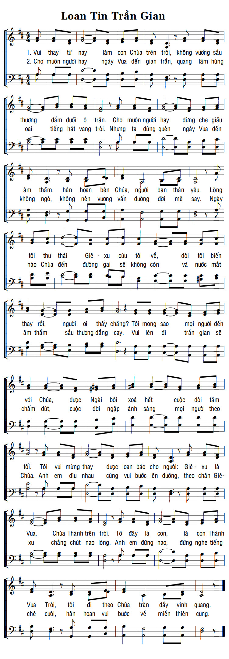 Sheet music: LOAN TIN TRẦN GIAN