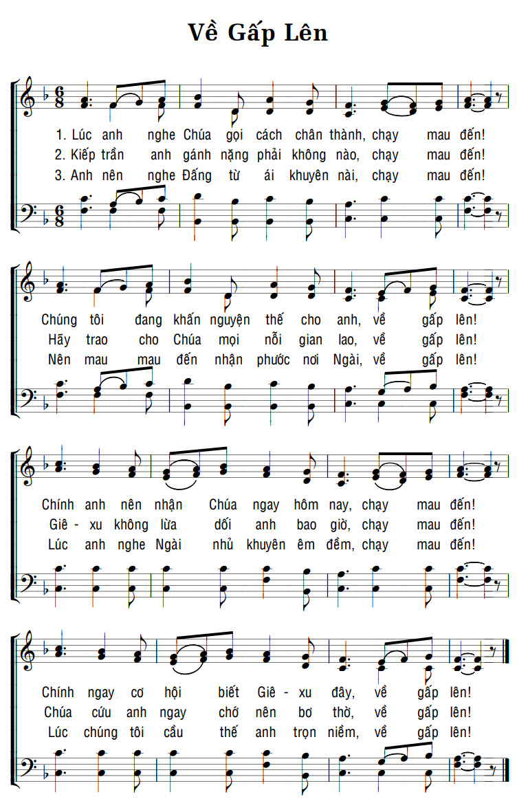 Sheet music: VỀ GẤP LÊN