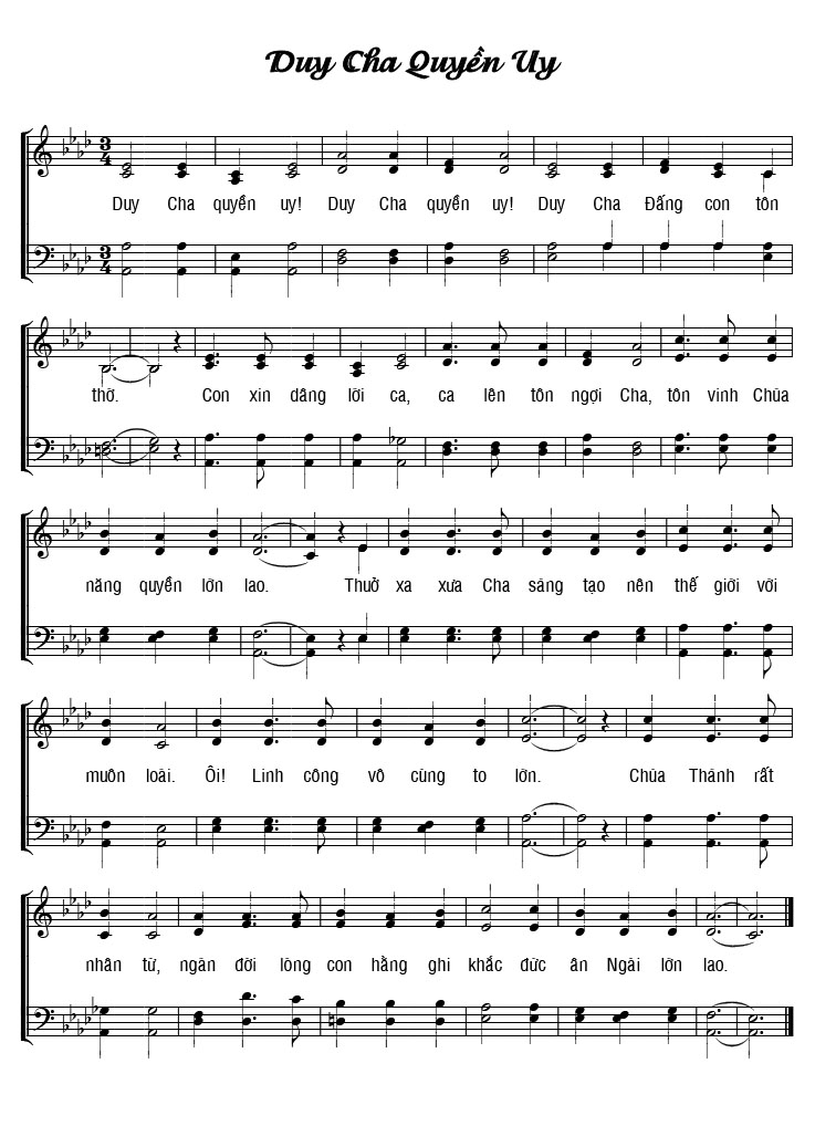 Sheet music: DUY CHA QUYỀN UY