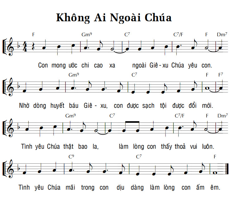 Sheet music: KHÔNG AI NGOÀI CHÚA
