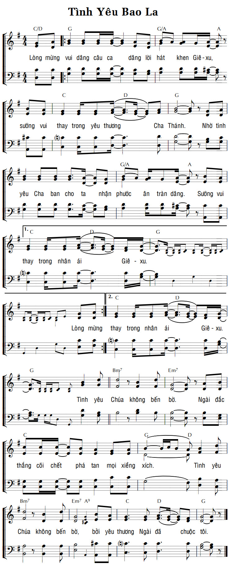 Sheet music: TÌNH YÊU BAO LA