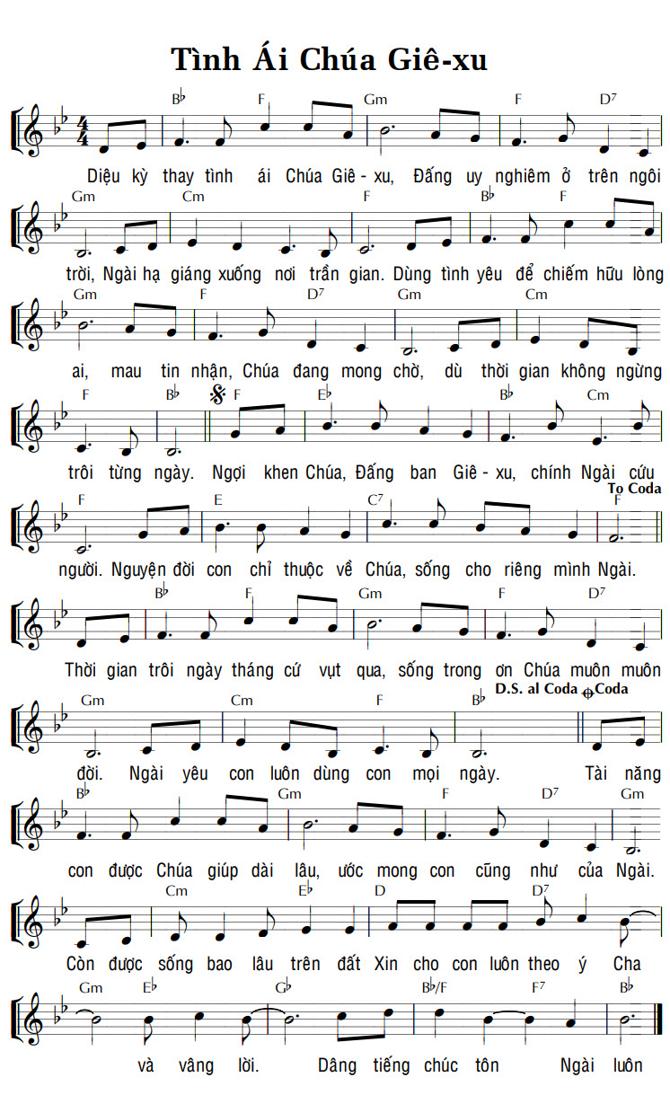 Sheet music: TÌNH ÁI CHÚA GIÊ-XU