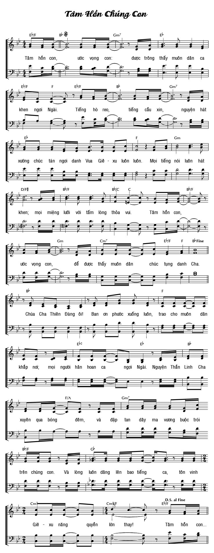 Sheet music: TÂM HỒN CHÚNG CON