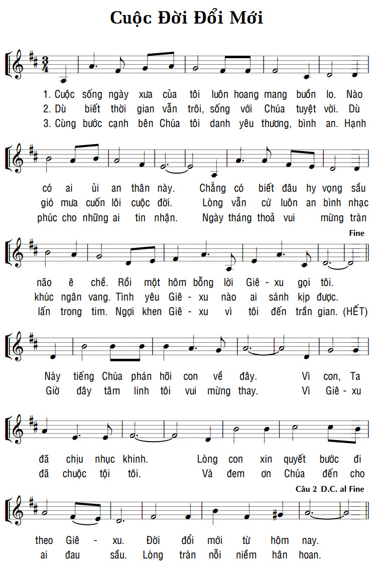 Sheet music: CUỘC ĐỜI ĐỔI MỚI