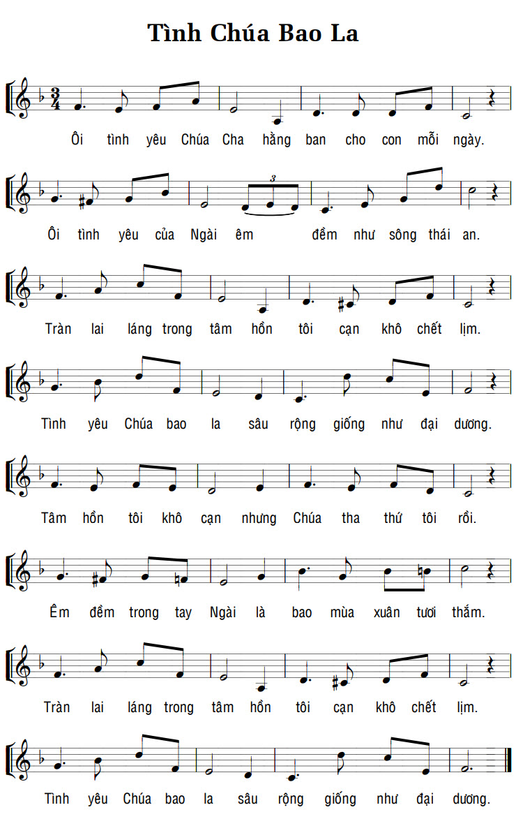 Sheet music: TÌNH CHÚA BAO LA