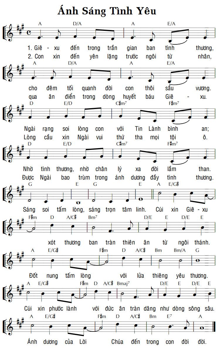 Sheet music: ÁNH SÁNG TÌNH YÊU