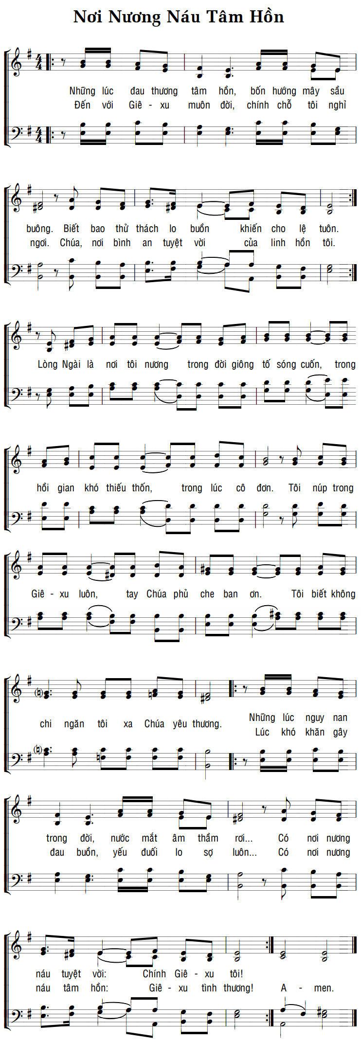 Sheet music: NƠI NƯƠNG NÁU TÂM HỒN