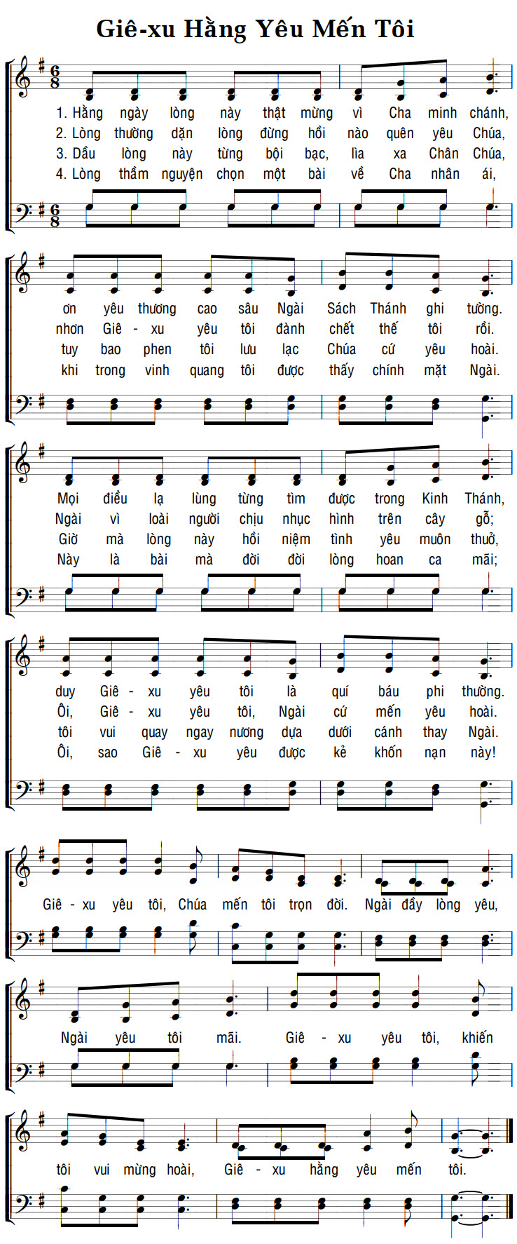 Sheet music: GIÊ-XU HẰNG YÊU MẾN TÔI