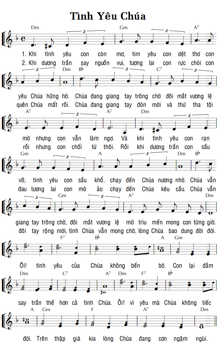 Sheet music: TÌNH YÊU CHÚA