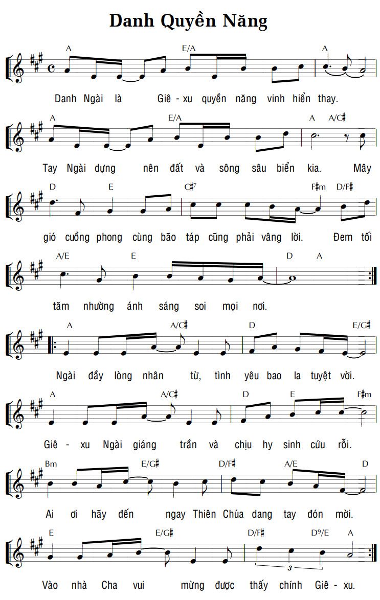 Sheet music: DANH QUYỀN NĂNG