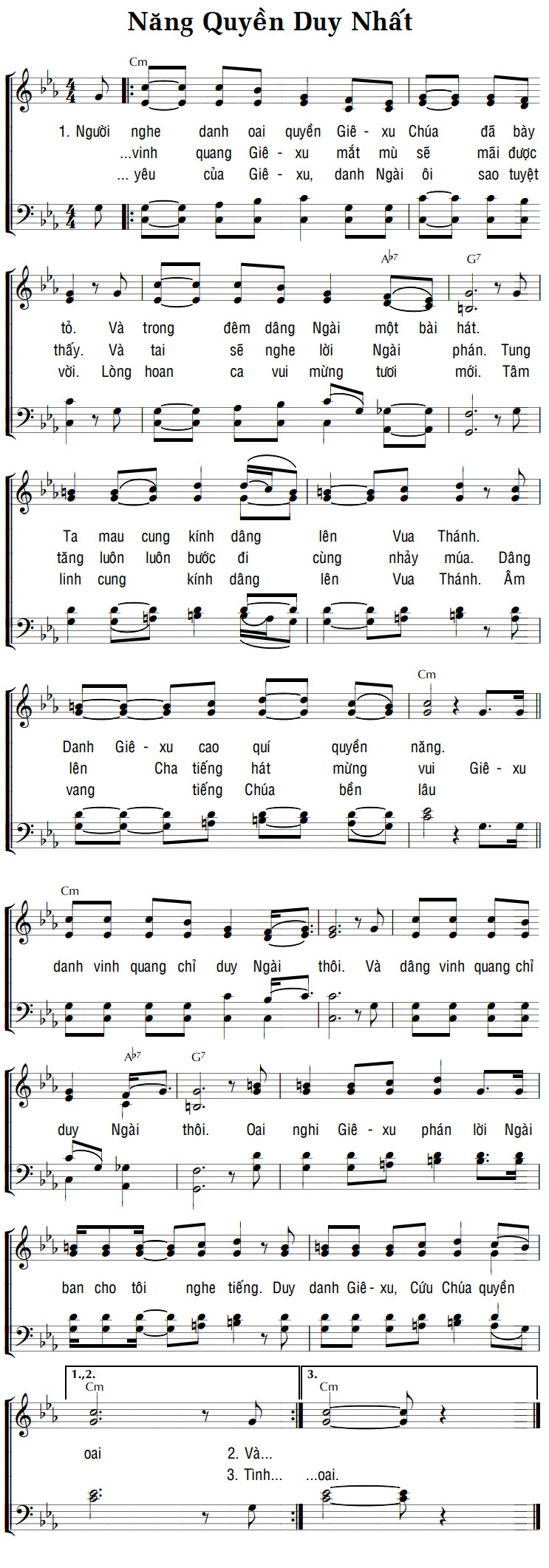 Sheet music: NĂNG QUYỀN DUY NHẤT
