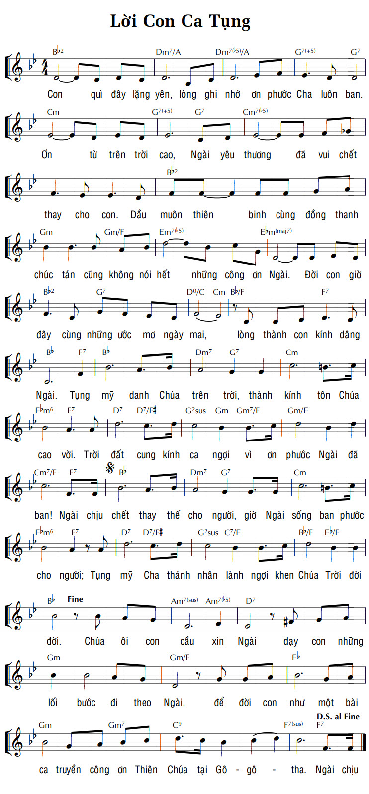 Sheet music: LỜI CON CA TỤNG