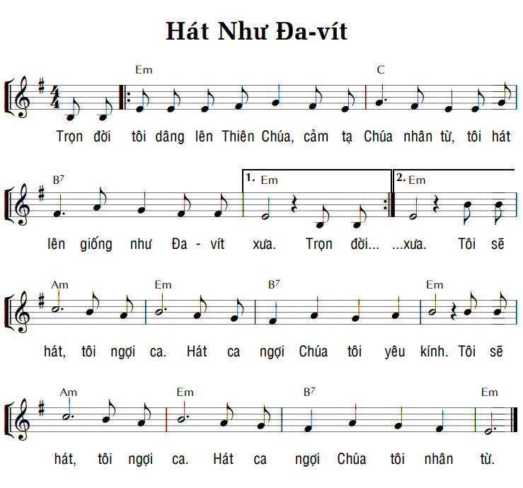 Sheet music: HÁT NHƯ ĐA-VÍT