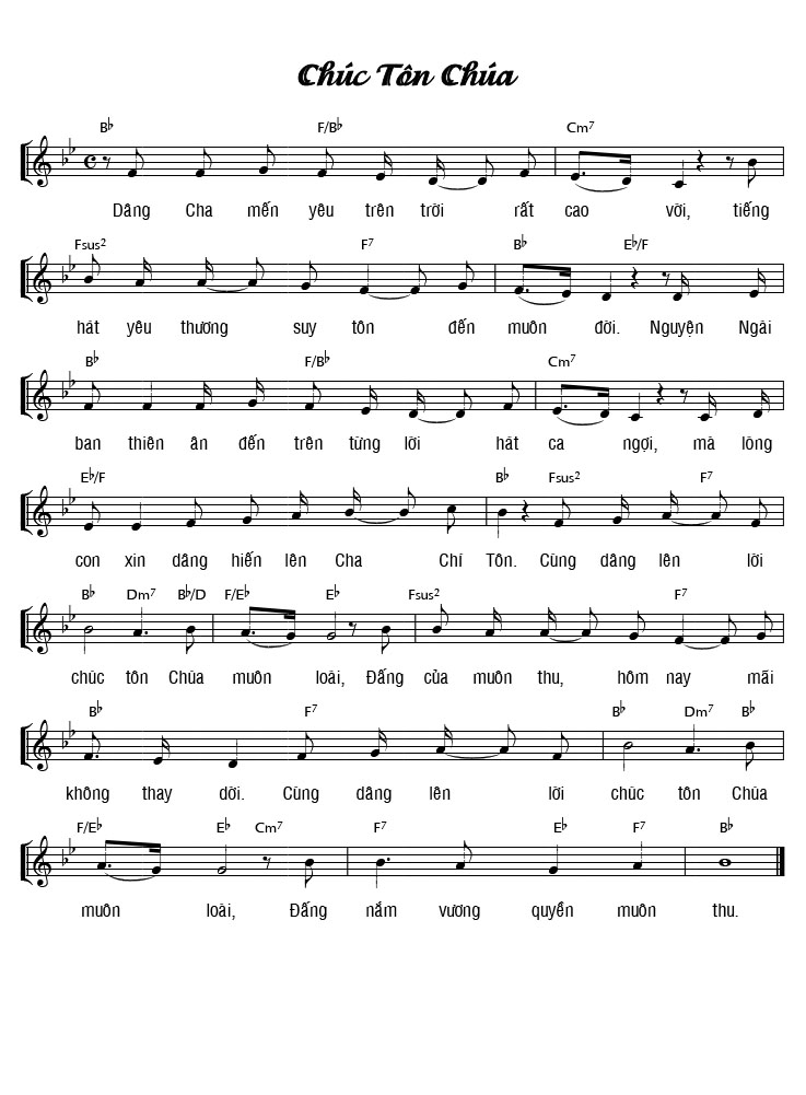 Sheet music: CHÚC TÔN CHÚA