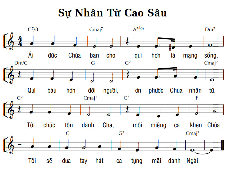Sheet music: SỰ NHÂN TỪ CAO SÂU