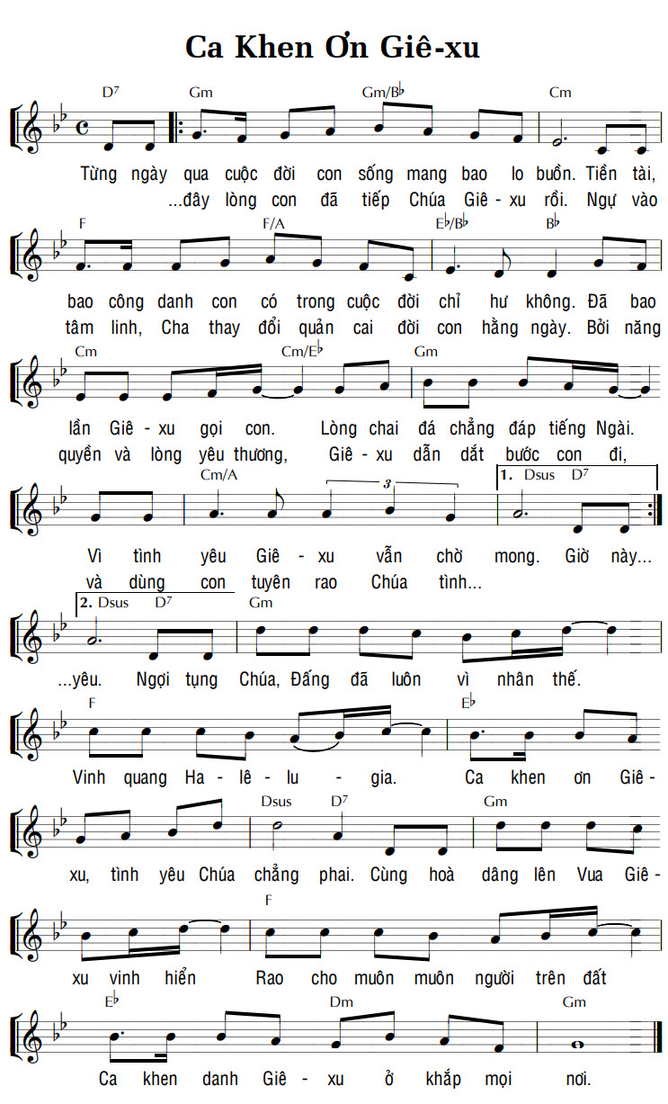 Sheet music: CA KHEN ƠN GIÊ-XU