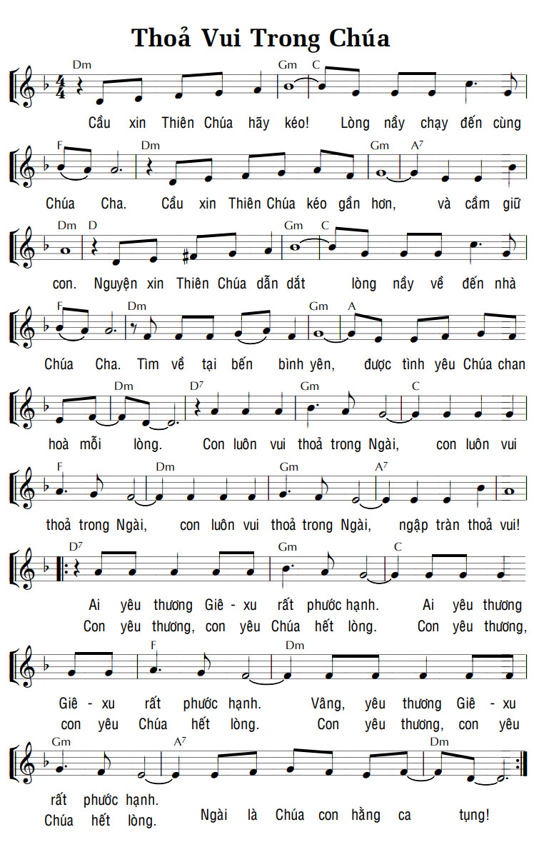 Sheet music: THỎA VUI TRONG CHÚA
