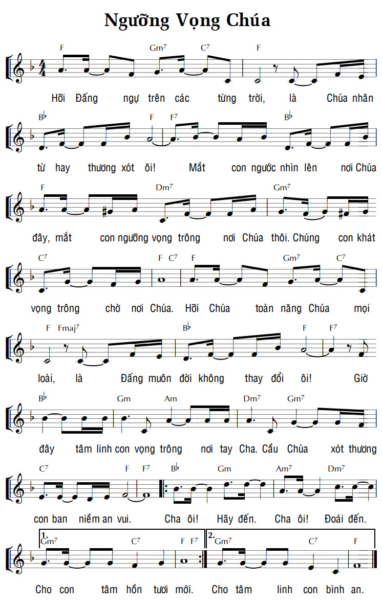Sheet music: NGƯỠNG VỌNG CHÚA