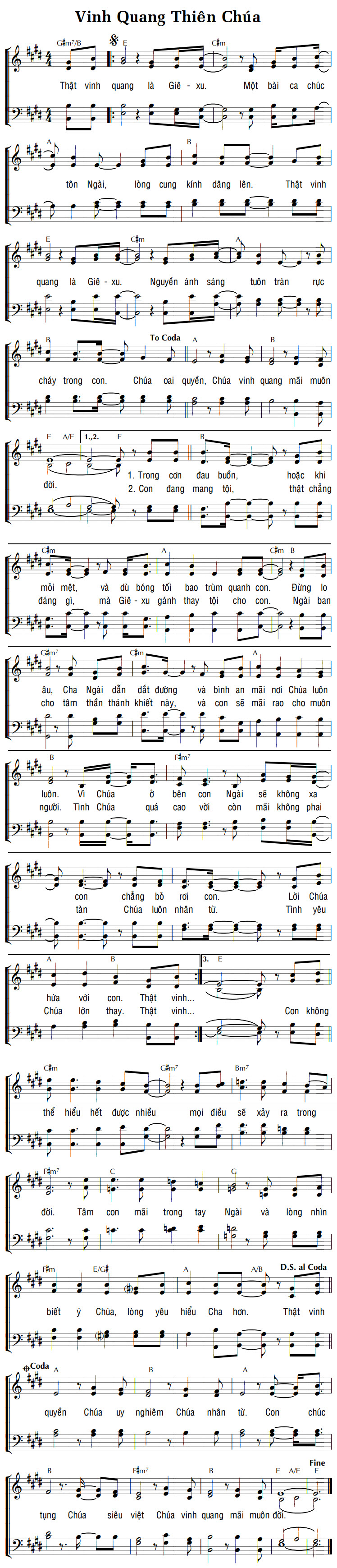 Sheet music: VINH QUANG THIÊN CHÚA