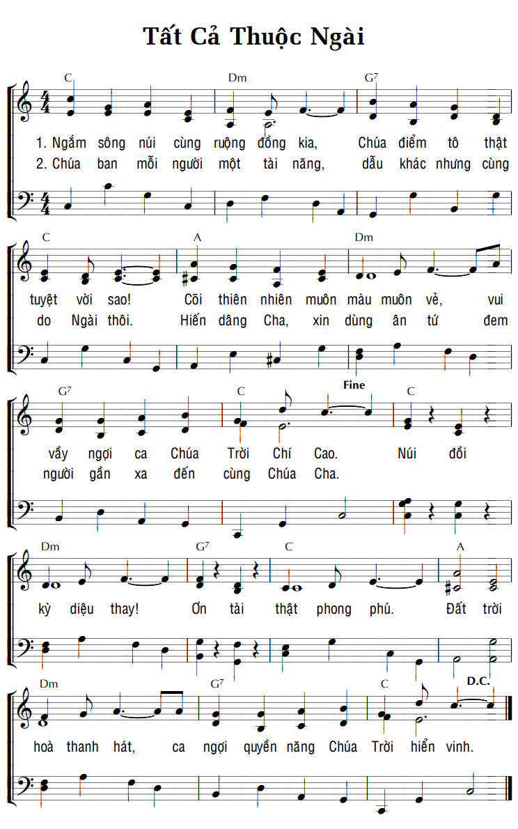 Sheet music: TẤT CẢ THUỘC NGÀI