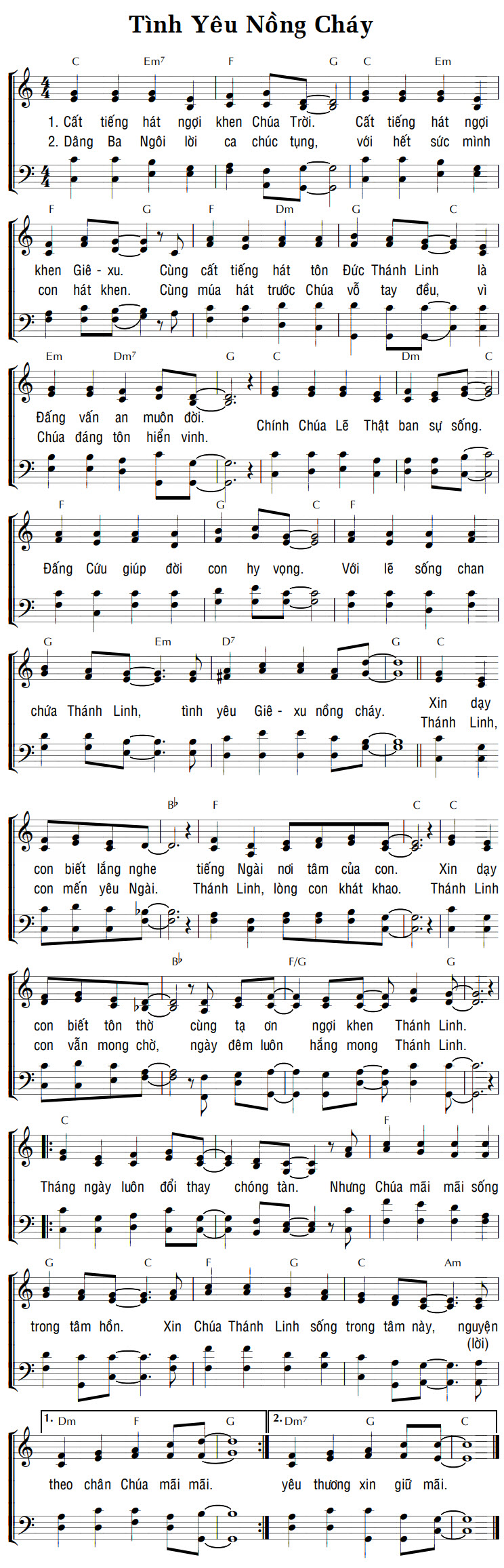 Sheet music: TÌNH YÊU NỒNG CHÁY